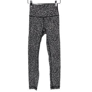 Lululemon Womens 2 Wunder Under Hi Rise 7/8 Tight Daisy Dust Alpine White Black